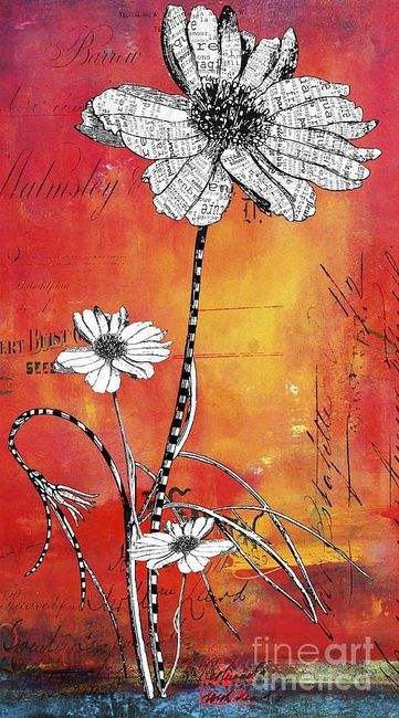 PaperArtsy: 2016 #21 Typography,Fonts and Quotes {Challenge} Licensing Art, Floral Typography, Paper Collage Art, White Drawing, French Floral, Art Mixed Media, Mixed Media Art Journaling, Art Licensing, Color Background