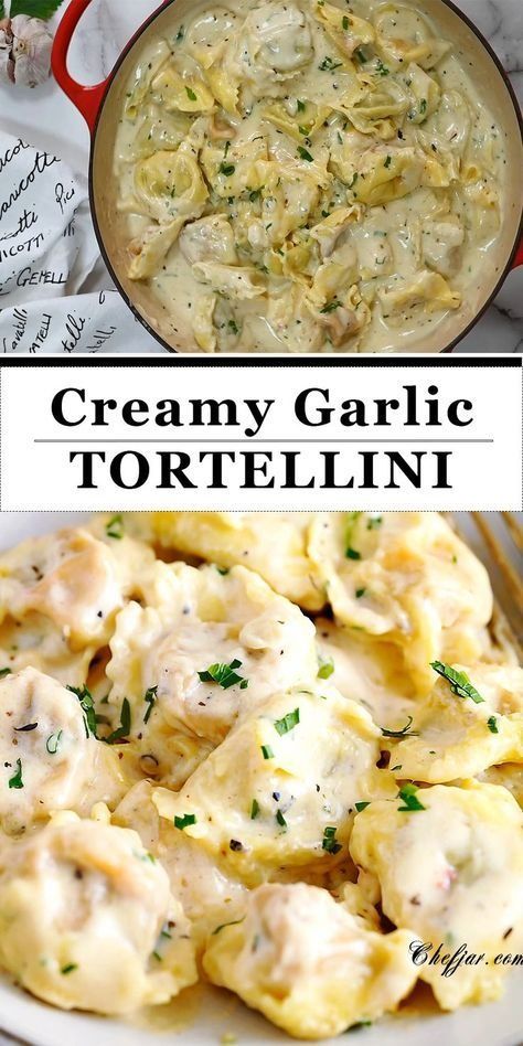 This creamy garlic butter sauce for tortellini is a quick 20 minute recipe. It is amazingly delicious and flavorful... Tortellini Pasta Sauce, Garlic Tortellini, Tortellini Recipes, Tortellini Pasta, Salad Pasta, Pasta Dinners, Pasta Dinner Recipes, Creamy Garlic, Batch Cooking