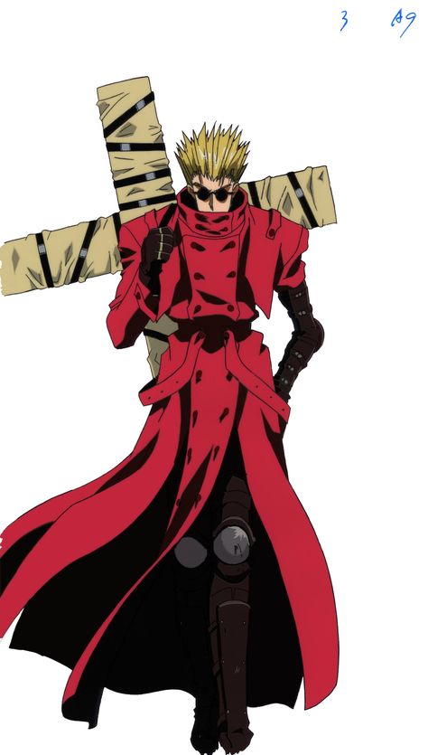 Vash Stampede Character Sheet, Bash The Stampede, Trigun Vash 1998, Vash Trigun Stampede 1998, Trigun Tattoo Ideas, Trigun Vash Fanart, Trigun Vash And Wolfwood, Trigun Characters, Vash Stampede 1998