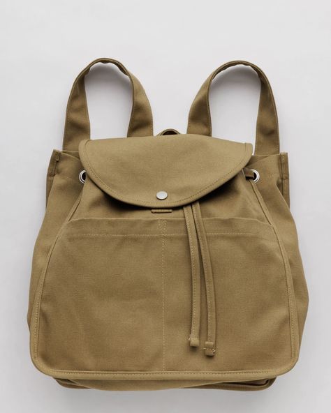 Baggu Leather, Duck Bag, Recycled Canvas, Longchamp Le Pliage Backpack, Dark Khaki, Canvas Backpack, Daily Essentials, Reusable Bags, Longchamp Le Pliage