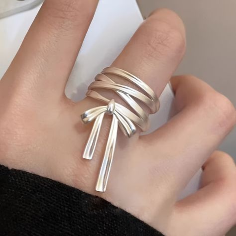 Elegant Adjustable Bow Tie Ring - Glossy Multi-Layer Wrap Design, Perfect For Parties & Birthdays, Jewelry Gift https://share.temu.com/p4fFGPUe6qA via @shoptemu Tie Ring, Banana Flower, Party Accessories, Elegant Gift, Womens Jewelry Rings, Soft Lighting, Metal Jewelry, Multi Layering, Unisex Fashion