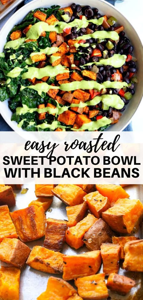 Sweet Potatoes And Kale Recipes, Paleo Recipes Sweet Potato, Vegan Dinner Potato Recipes, Mediterranean Recipes Sweet Potatoes, Quick And Easy Dinner Recipes Sweet Potato, Buddha Bowl With Sweet Potato, Super Food Dinner, Sweet Potato With Veggies, Kale And Black Beans