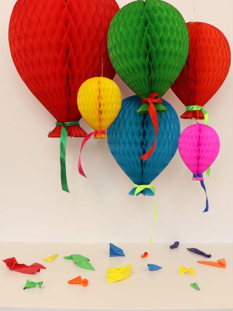 Balloons Rainbow, Paper Balloons, Paper Balloon, Plastic Balloons, Paper Decoration, Dream Party, Honeycomb Paper, Balloon Shapes, Birthday Board