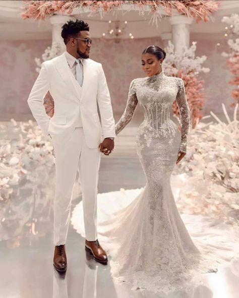 Civil Ceremony Wedding Dress, Mermaid Wedding Dresses With Sleeves, Ceremony Wedding Dress, Nigeria Wedding Dress, Veekee James, Mermaid Wedding Dress With Sleeves, Black Weddings, Nigeria Wedding, Nigerian Bride