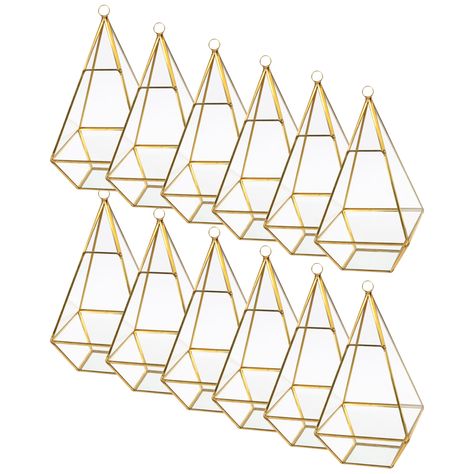 12 Pack: 9.5" Gold Triangle Glass Terrarium by Ashland™ Rose Gold Accents Decor, Terrarium Wedding Centerpiece, 50th Wedding Anniversary Decorations, Terrarium Centerpiece, Wedding April, Terrarium Wedding, Copper House, First Communion Decorations, Communion Decorations