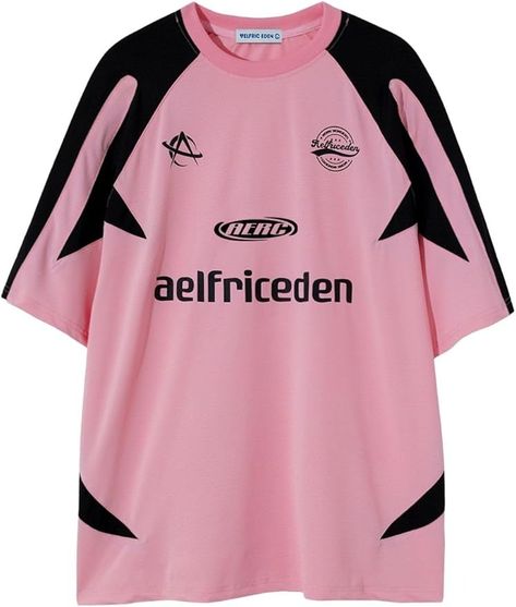 Aelfric Eden Graphic Tees for Women Oversized T Shirts Men Color Block Y2k Jersey Pink Summer Tops | Amazon.com Oversized T Shirt Women, Y2k Jersey, Y2k Fall Outfits, Jersey Fashion, Outfit Oversize, Men's Graphic Tees, Top Streetwear Brands, Aelfric Eden, Oversized Streetwear