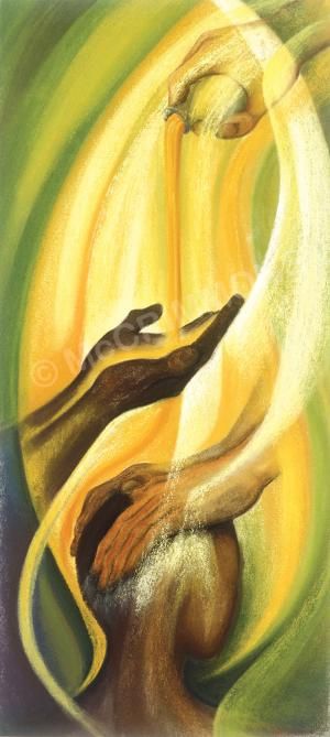 Healing by Sr Mary Stephen CRSS Prophetic Painting, God's Healing, Prophetic Art, Church Banners, Energy Medicine, Biblical Art, Reiki Energy, Energy Work, Healing Energy