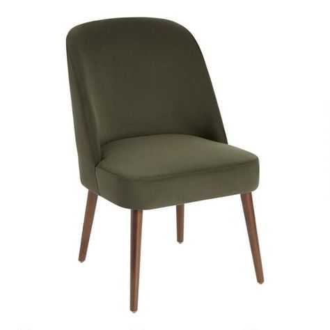 Curved Back Codie Upholstered Dining Chair | World Market Olive Dining Chairs, Cozy Dining Chairs, Olive Green Dining Chairs, Olive Green Chair, Molded Chair, Green Dining Chairs, Comfortable Dining Chairs, Perfect Chair, Chairs Dining