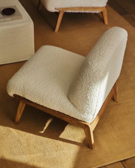 UPHOLSTERED BOUCLÉ WOOL ARMCHAIR | Zara Home United Kingdom Zara Home Armchair, Wool Chair, Upholstered Armchair, Armchair Furniture, Modern Bedroom Design, Bedroom Chair, Upholstered Arm Chair, Front Room, Zara Home