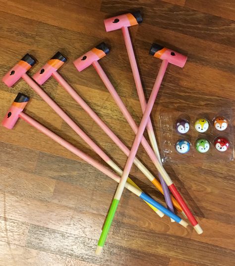 Alice In Wonderland Croquet Set, Diy Croquet Set, Alice In Wonderland Tea Party Activities, Alice In Wonderland Crafts Projects, Flamingo Croquet Mallet Diy, Mad Hatter Decor, Alice In Wonderland Crafts For Kids, Alice In Wonderland Activities, Alice In Wonderland Diy Decorations