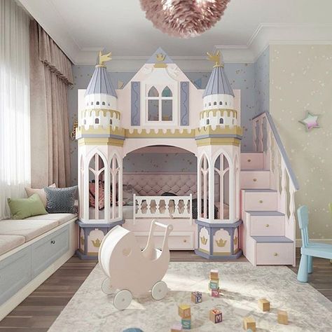 Interior Design | Kids Decor on Instagram: “Ahhh to be a kid again...Royal palace bed goals!👑Credit to @ekaterina_medwedewa” Princess Bedroom Decor, Castle Bed, Luxury Kids Bedroom, Dreamy Bed, Kids Room Interior Design, Kids Interior Design, Secret Room, Princess Bedroom, Kids Bedroom Inspiration