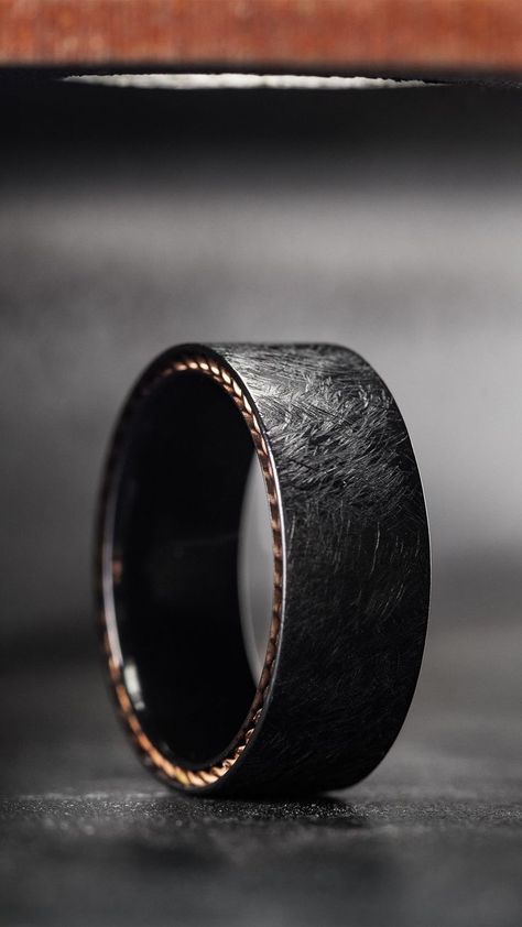 Black Male Engagement Ring, Black Wedding Band For Him, Men's Black Wedding Band, Dark Wedding Bands For Men, Men’s Black Wedding Band With Diamonds, Black Male Wedding Rings, Mens Modern Wedding Band, Dark Men’s Wedding Band, Wedding Rings Men Black