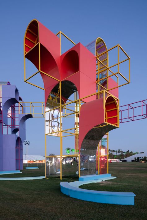 Playgrounds Architecture, Coachella 2022, Vertical City, Mirrors Film, Coachella Music Festival, Temporary Structures, Coachella Valley Music And Arts Festival, Coachella Valley, Vertical Design