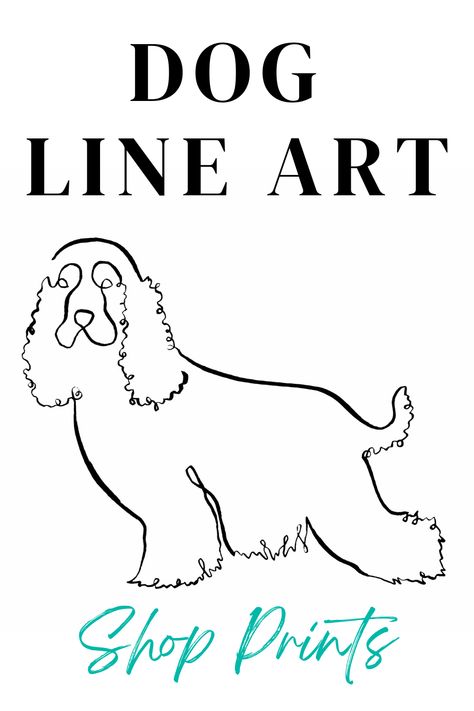 single line drawing of cocker spaniel dog, fine art print, giclee print, artwork, painting, taylor walker artist, tayloredillustration, indiana artisan, pet line art, gift ideas for cocker spaniel lovers, Pet Line Art, Cute Cocker Spaniel, Single Line Drawing, Cocker Spaniel Dog, Modern Pet, Spaniel Dog, Single Line, Continuous Line, Cocker Spaniel