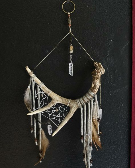 Takken Decor, Oddities Collection, Atrapasueños Diy, Hantverk Diy, Antler Crafts, Pagan Crafts, Diy Tumblr, Dream Catcher Craft, Antler Art