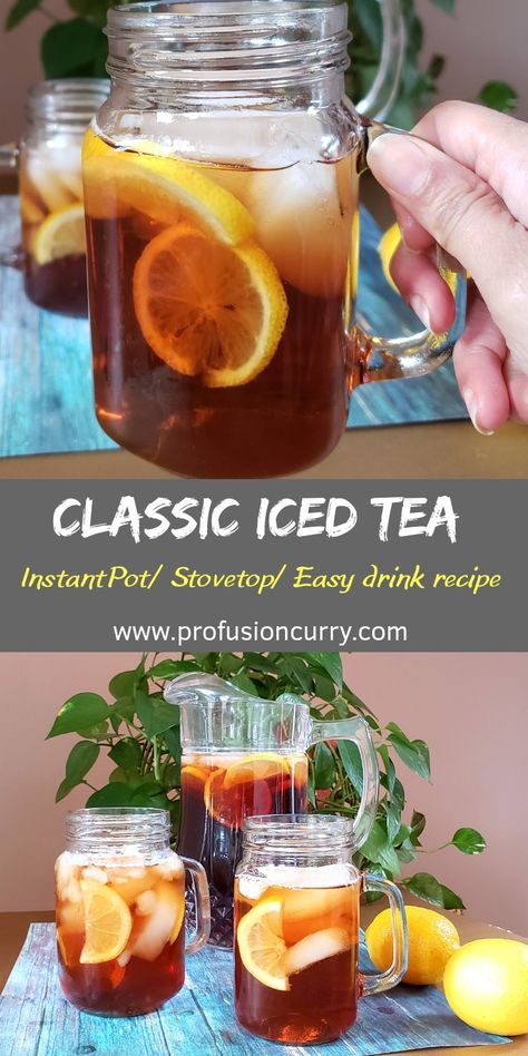 Ice Tea Drinks, Home Made Ice Tea, Ginger Iced Tea, Sweet Iced Tea, Iced Tea Drinks, Iced Tea Recipe, Making Iced Tea, Tea Drinks, 3 Ingredient Recipes