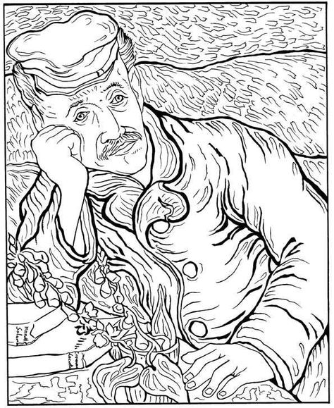 Dr Gachet Portrait Van Gogh Coloring Pages - Van Gogh Coloring Pages Famous Art Coloring, Van Gogh Coloring, Van Gogh Self Portrait, Mondrian Art, Arte Van Gogh, Art Worksheets, Famous Paintings, Paul Gauguin, Cool Coloring Pages