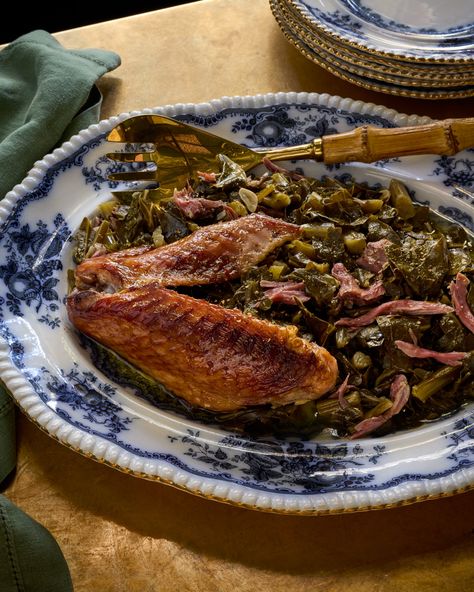 Collard Greens with Smoked Turkey Wing Collard Greens Recipe With Smoked Turkey, Turkey Neck Collard Greens, Paula Deen Collard Greens, Collard Greens With Smoked Turkey Leg, Smoked Turkey Leg Collard Greens, Collard Greens Recipe Southern Smoked Turkey, Collard Greens Recipe Turkey Wing, Collard Greens With Smoked Turkey Wings, Collards With Smoked Turkey