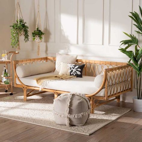 15 Rattan Daybeds That Are Perfect for Lounging | 10 Stunning Homes Sofa Bed For Kids, Metal Daybed With Trundle, Rattan Daybed, Daybed Cushion, Twin Daybed With Trundle, Metal Daybed, Daybed Bedding, Plant Room, Outdoor Daybed