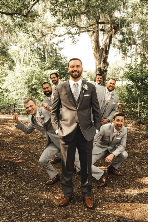 Brown Suit Green Dress Wedding, Gray And Green Groomsmen Attire, Sage Green White Brown Wedding, Green And White Wedding Groomsmen, Sage And Tan Groomsmen, Sage Green And Gold Wedding Groomsmen, Brown Suit Sage Green Tie, Sage Green And Rust Wedding Groomsmen, Wedding Suits Sage Green