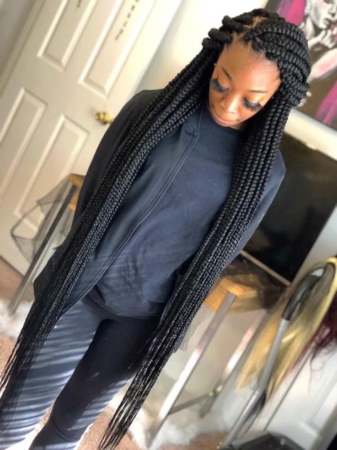 Knee Length Box Braids With Color, Carnival Hairstyle, Regular Box Braids, Latest Braided Hairstyles, Big Box Braids, Big Box Braids Hairstyles, Feed In Braids Hairstyles, Braids Styles, Faux Locs Hairstyles