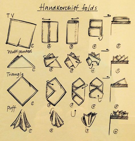 4 ways to tie a handkerchief Fold Handkerchief, Blazer For Men Wedding, Handkerchief Folding, Suit Handkerchief, Mens Scarf Fashion, Dapper Dress, Pocket Handkerchief, Mens Smart Casual Outfits, Minimalist Fashion Men