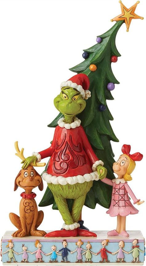 Jim Shore The Grinch, Max and Cindy with Christmas Tree Collectible Figurine Animated Halloween Props, Dr Seuss Grinch, Jim Shore Christmas, Grinch Christmas Tree, Tree Statues, Barbie Collector Dolls, Disney Traditions, To The Bone, Jim Shore