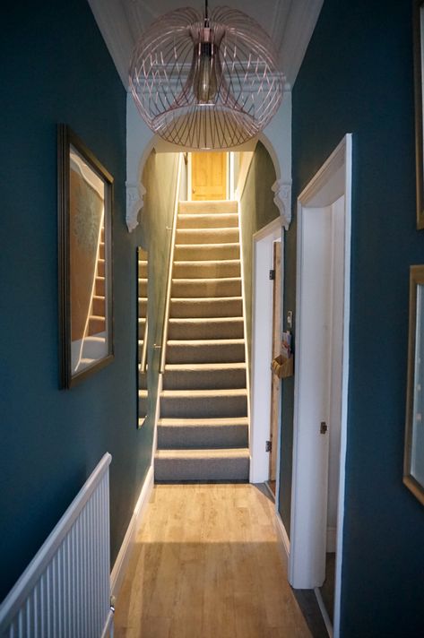 Terrace Loft Conversion, Loft Conversion Ideas Layout, Harvey Maria Flooring, Edwardian Hallway, Victorian Terrace Interior, Victorian Hallway, Victorian Terrace House, Loft Conversions, Wood Staircase