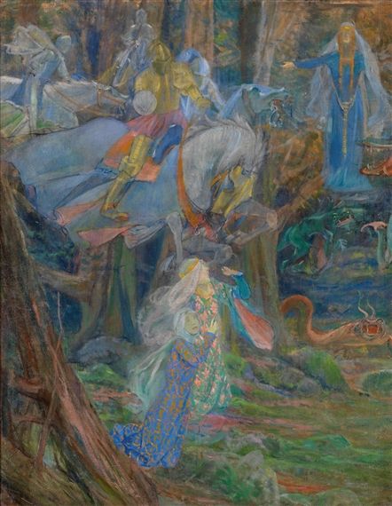 Artwork by Edwin Austin Abbey, Her Majesty Enthroned, Made of Oil on canvas Edwin Austin Abbey, Pre Raphaelite Art, John Everett Millais, Lady Godiva, Fairytale Illustration, Pre Raphaelite, Victorian Art, European Art, King Arthur