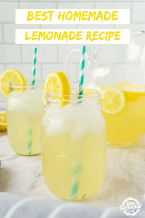 You must try this simple 3-ingredient homemade lemonade recipe this summer. I love that it takes less than 5 minutes and has no preparation! Best Homemade Lemonade, Homemade Lemonade Recipe, Good Lemonade Recipe, Easy Lemonade Recipe, Diy Lemonade, Strawberry Lemonade Recipe, Homemade Lemonade Recipes, Best Lemonade, Fresh Squeezed Lemonade