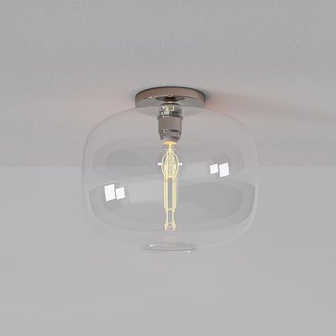 Sculptural Glass Pebble Flush Mount Lighting - Large Downstairs Hallway, Canopy Glass, Modern Flush Mount Lighting, Pebble Pendant, Modern Flush Mount, Metal Canopy, Retro Lighting, Globe Lights, String Lights Outdoor