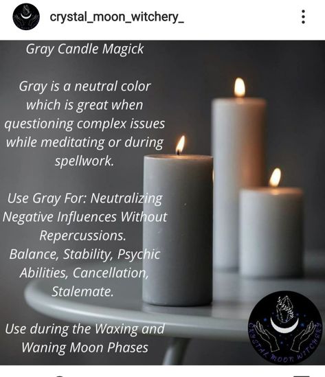 Grey Candle Magic, Witchcraft Candle Magic, Grey Candle, Grey Candles, Witchcraft Candles, Kitchen Witchery, Candle Magick, Spells Witchcraft, Spiritual Meaning