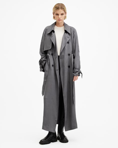 Elegant Oversized Long Coat, Black Trench Coat, Oversized Black Trench Coat, Elegant Oversized Gabardine Outerwear, Black Gabardine Long Coat, Single-breasted Long Gabardine Wool Coat, Oversized Trench Coat, Blue Trench Coat, Trench Coat Black