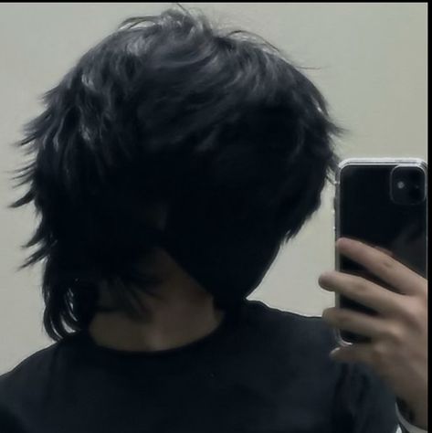 Emo Boy Haircut, Shoulder Length Black Hair, Messy Hair Boy, Emo Boy Hair, Puffy Hair, Hair Tomboy, Black Hair Boy, Black Hair Aesthetic, Short Grunge Hair