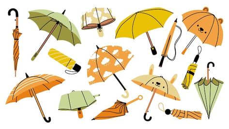 Vector autumn umbrella cartoon raincoats... | Premium Vector #Freepik #vector Autumn Umbrella, Umbrella Cartoon, Umbrella Drawing, Umbrella Illustration, Hedgehog Illustration, Cute Umbrellas, Cute Food Drawings, Food Drawing, Bullet Journal Inspiration