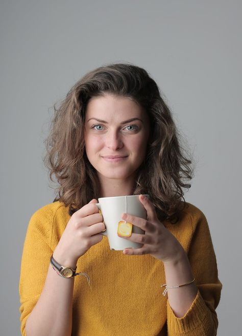 Woman in Yellow Sweater Holding White Ceramic Mug Anti Nausea, Recipe Girl, Name Ideas, Help Losing Weight, Cooking Inspiration, Yellow Sweater, Photographing Food, Slice Of Life, Photography Portfolio