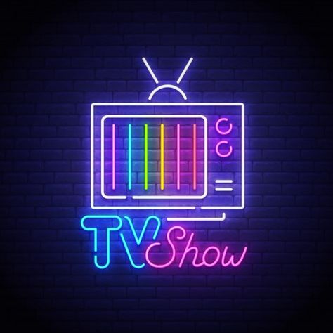 Tv show neon sign | Premium Vector #Freepik #vector #background #logo #banner #flyer Tv Show Logos, Logo Tv, Late Night Show, Tv Icon, Chicago History, Neon Logo, Lit Wallpaper, Graphic Design Fonts, Neon Design