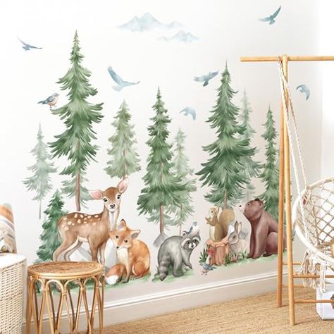 Wall Decal Boys Room, Baby Room Wall Stickers, Woodland Wall Decals, Forest Wall Decals, Diy Nursery Decor, Woodland Wall, Kids Room Wall Decals, Wall Stickers 3d, Animal Wall Decals