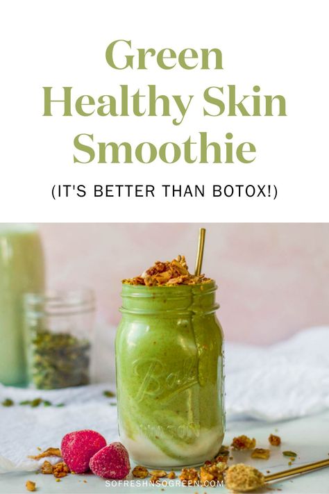 Skin Smoothie Recipes, Healthy Skin Smoothie, Skin Smoothie, Anti Aging Smoothie, Best Green Smoothie, Smoothie Drink Recipes, Smoothie Detox, Superfood Smoothie, Baking Soda Shampoo