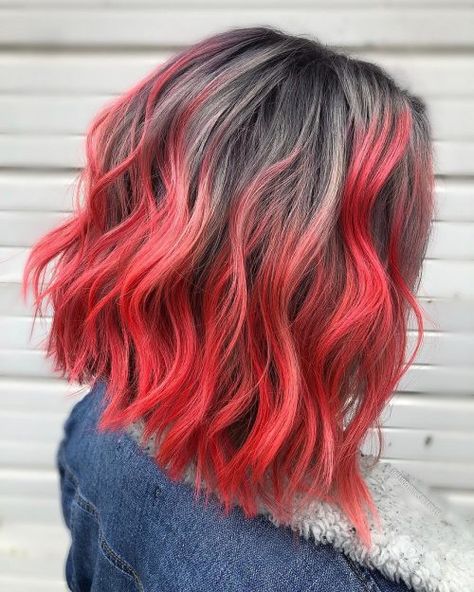 Red Scene Hair, Silver Ombre Hair, Grey Ombre Hair, Red Ombre Hair, Blonde Hair Colors, Brown Ombre Hair, Ombre Hair Blonde, Gray Hair Highlights, Grey Ombre