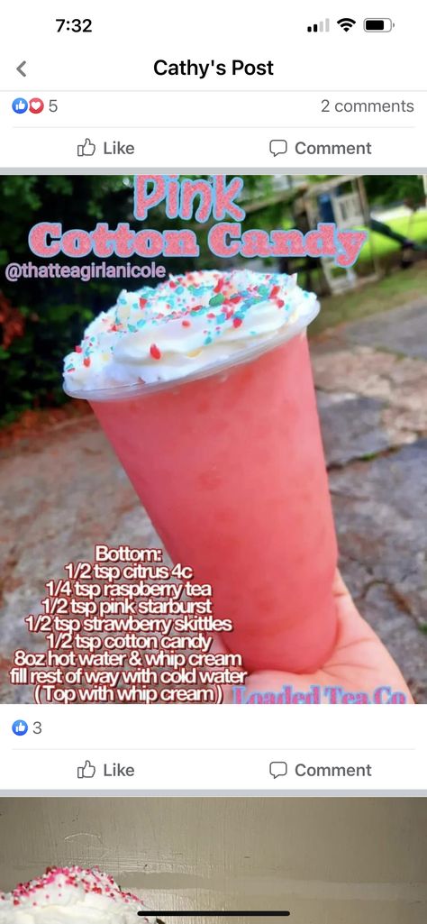 Pink Loaded Tea Recipe, Cotton Candy Loaded Tea Recipe, Sweet Loaded Tea Recipes, Pink Starburst Loaded Tea Recipe, Whipped Tea Recipe Herbalife, Cotton Candy Loaded Tea, Boosted Tea, Flavored Teas, Herbalife Teas