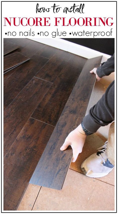 How to Install NuCore Flooring | Luxury Vinyl Wood Flooring | Luxury Vinyl Flooring | Luxury Laminate Flooring | Luxury Vinyl Plank Flooring Nucore Flooring, Vinyl Wood Flooring, Luxury Vinyl Plank Flooring, Basement Flooring, Diy Flooring, Vinyl Plank Flooring, Home Upgrades, Luxury Vinyl Flooring, Home Repairs