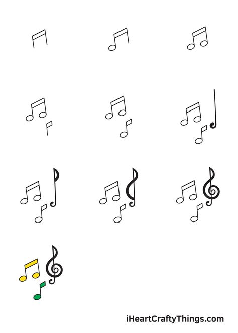 How to Draw Music Notes — Step by Step Guide How To Draw A Music Note, How To Draw Music Notes Step By Step, Draw Music Notes, Drawing Music Notes, Music Notes Drawing, Notes Drawing, Music Note Symbol, Draw Music, Music Doodle