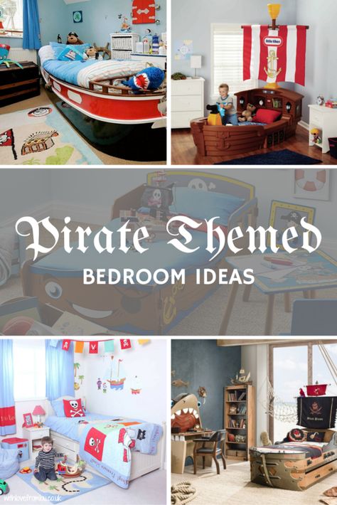 Pirate Themed Bedroom Ideas. Click here to find out more: http://withlovefromlou.co.uk/2016/04/pirate-themed-bedroom-ideas/ Pirate Beds, Boys Pirate Bedroom, Pirate Themed Bedroom, Pirate Bedroom Decor, Pirate Room Decor, Pirate Bedroom Theme, Themed Bedroom Ideas, Pirate Bedroom, Pirate Room