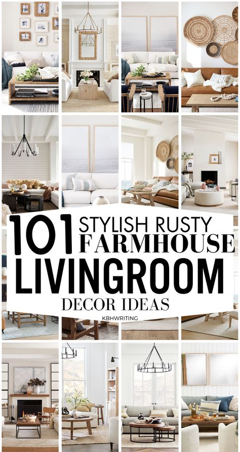 100 stylish farmhouse living room decor ideas! From distressed wood accents to cozy textiles, these inspirations blend the charm of farmhouse style with rustic elements, creating a warm uand inviting space for relaxation. #FarmhouseLivingRoom #FarmhouseLivingRoomDecor Farmhouse Living Room Rugs, Simple Farmhouse Living Room, Cozy Modern Farmhouse Living Room, Living Room Designs Farmhouse, Farmhouse Living Room Curtains, Stylish Farmhouse, Farmhouse Makeover, Cozy Farmhouse Living Room, Farmhouse Family Rooms