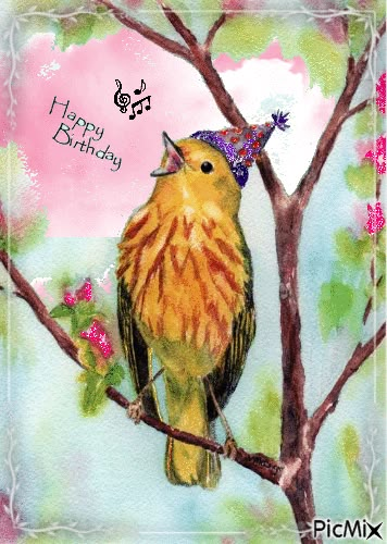 Happy Birthday Bird Pictures, Photos, and Images for Facebook, Tumblr, Pinterest, and Twitter Happy Birthday Bird, Happy Birthday Birds, Bird Singing, Birthday Wishes Flowers, Birthday Greetings Friend, Happy Birthday Art, Happy Birthday Greetings Friends, Cute Happy Birthday, Birthday Illustration