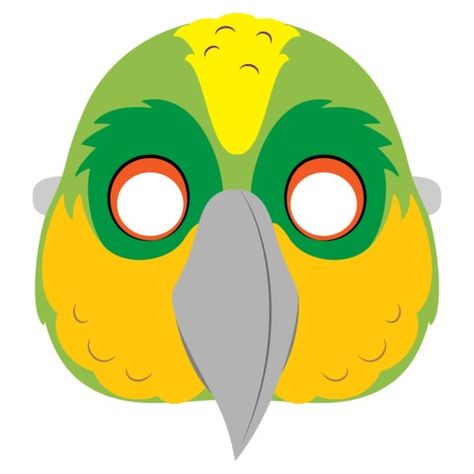 Kids Crafts Masks, Parrot Mask, How To Do Origami, Handmade Gift Boxes, Mask Template Printable, Owl Mask, Bird Template, Parrot Head, Bird Applique