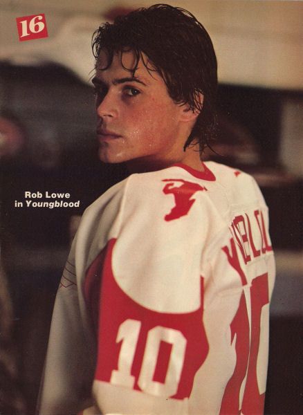 Rob Lowe in Youngblood Rob Lowe 80s, Young Rob Lowe, Outsiders Sodapop, The Outsiders Sodapop, Rob Love, Hockey Boy, Sodapop Curtis, 80s Boys, 80s Actors