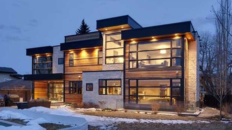 Exterior House Design, Exterior Gray Paint, White Siding, Open Staircase, Dining Room Contemporary, Exterior Front Doors, Calgary Flames, Floor To Ceiling Windows, Great House