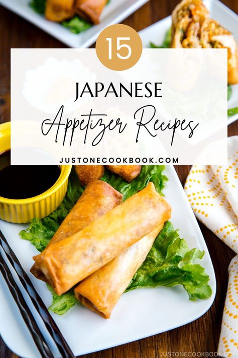 Here are some easy, crowd-pleaser Japanese appetizer recipes you can make at home. From izakaya-style (Japanese tapas) appetizers to home-cook favorites, many of these recipes can be prepared ahead of time and all are guaranteed to impress a crowd! #japanesefood #appetizers #izakaya #tapas #easyrecipes | More Japanese Recipes, Travel & Culture on JustOneCookbook.com Just One Cookbook Recipes Japanese Food, Asian Appetizers Easy Simple, Asian Horderves Appetizers, Japanese Appetizer Recipes, Asian Tea Party Food, Japanese Small Bites, Japanese Food For A Crowd, Japanese Tapas Dishes, Japanese Tapas Ideas